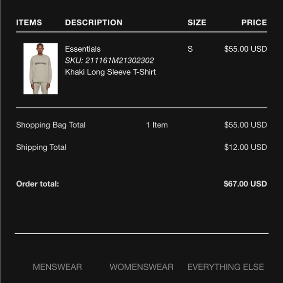 Fear of God Essentials Long Sleeve Shirt in Khaki - Size S - NWOT - Picture 7 of 7